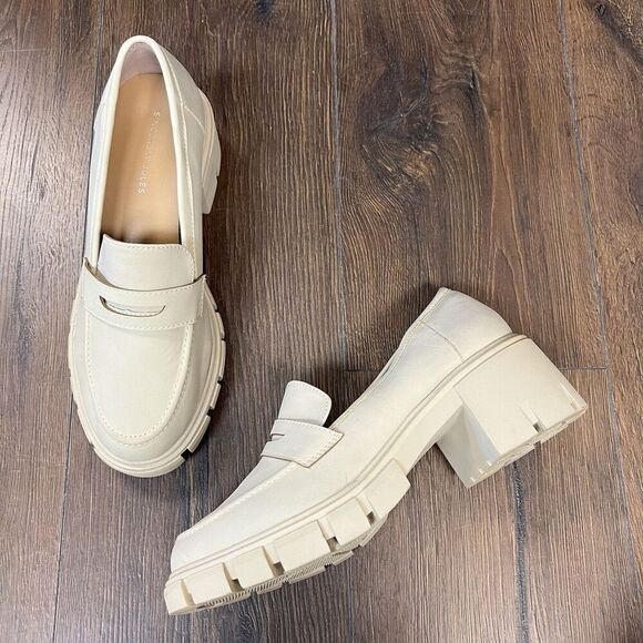 Sincerely Jules Dylan Y2K Chunky Womens Slip On Loafers Beige Size 9.5 - Picture 1 of 6
